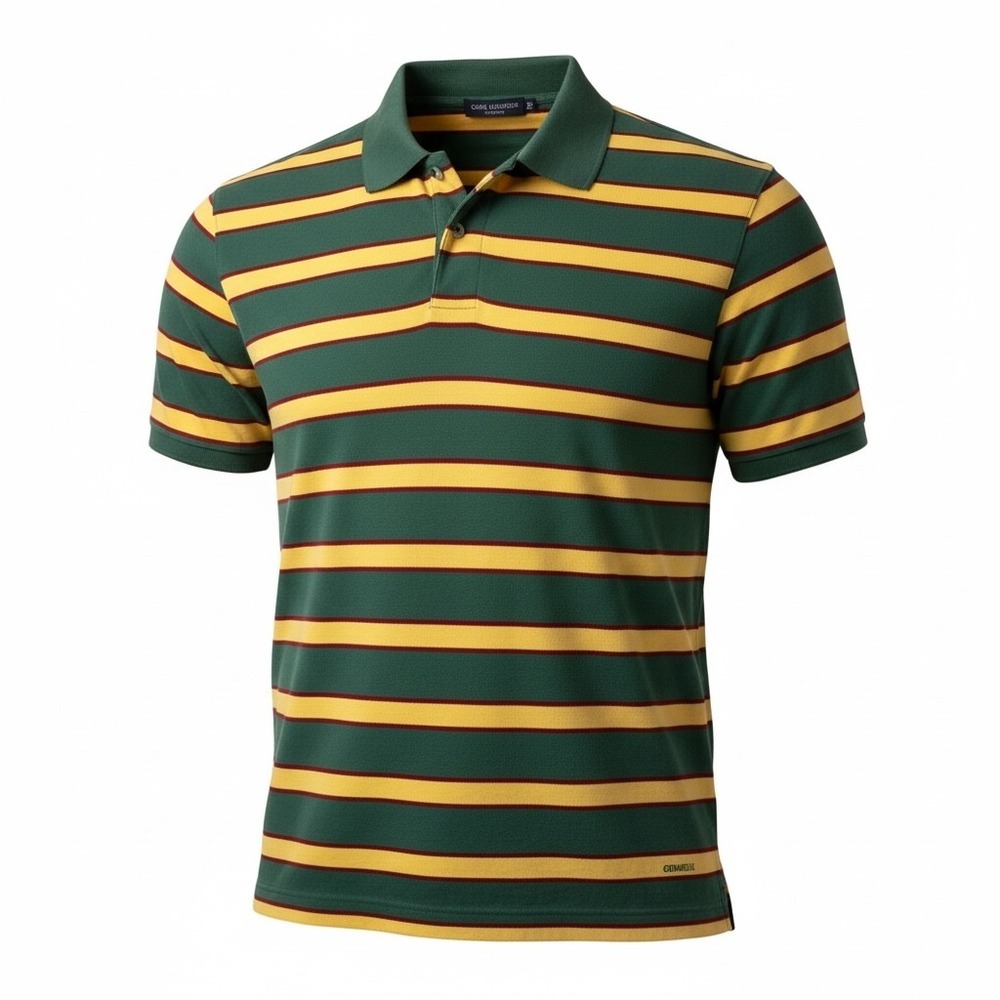 Daniel Cremieux Classics Y2K‎ XXL Green Yellow Stripe Polo Preppy Golfcore 90s